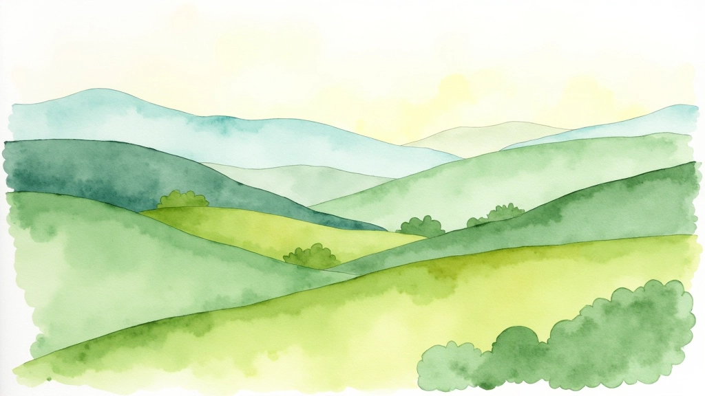 Watercolor painting of British countryside landscape