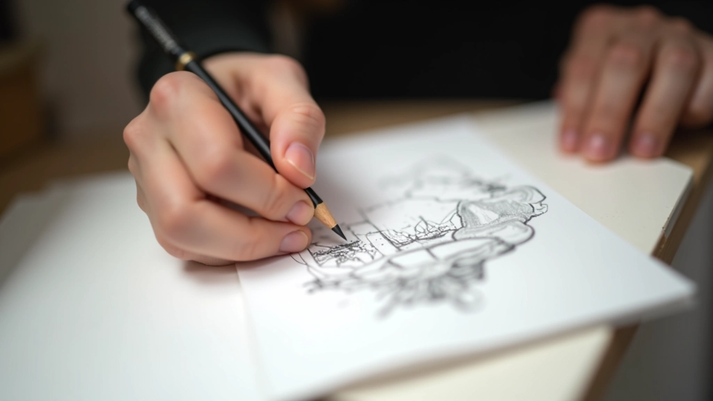 Artist demonstrating correct pencil grip and hand position for controlled sketching techniques